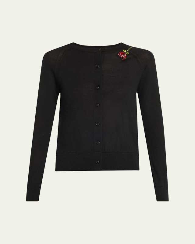 Turbo Crystal Rose Crewneck Cardigan